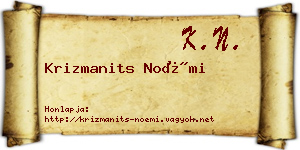 Krizmanits Noémi névjegykártya